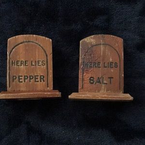 Tombstone salt and pepper shakers
